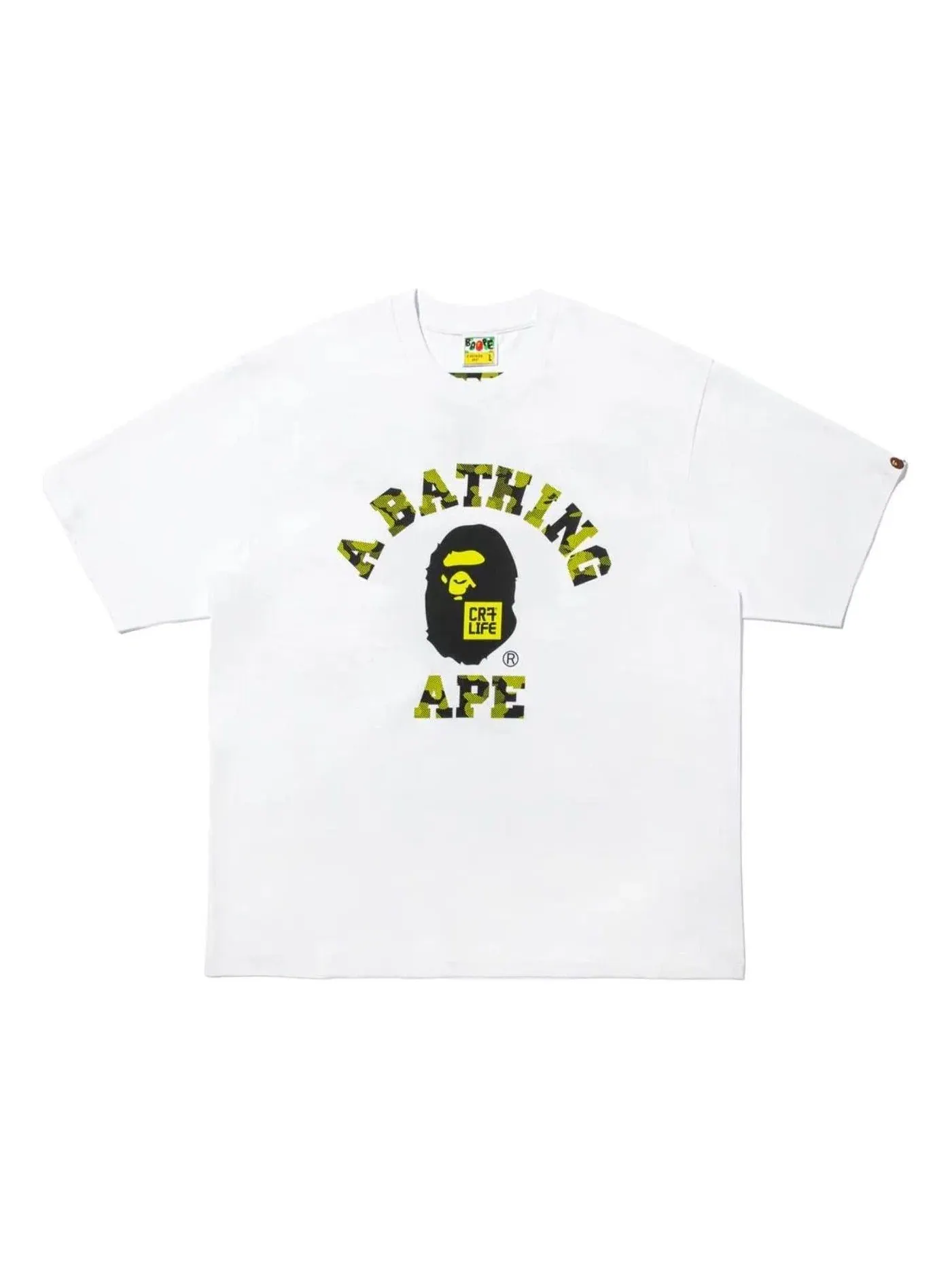 Мужская футболка с принтом A Bathing Ape x Cristiano Ronaldo CR7 Life College Relaxed Fit — изображение 1 из 2, белый