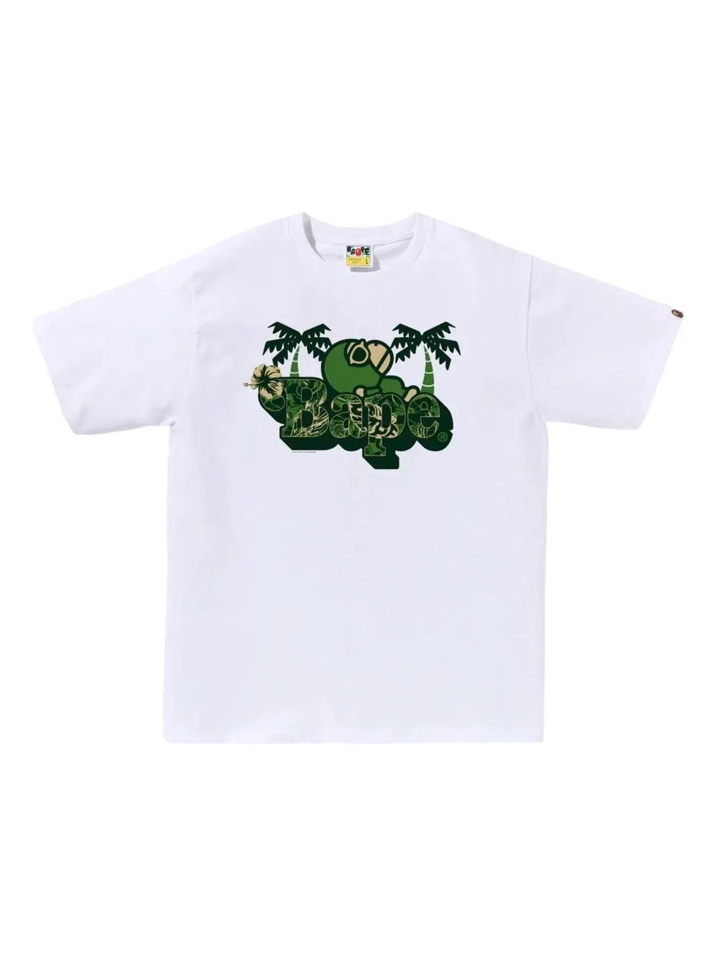 Мужская футболка с принтом A Bathing Ape Palm Resort Camo Milo on Bape — изображение 1 из 1, белый