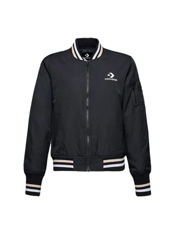 Куртка baseball jacket 'black white' Converse — изображение 1 из 2, черный/белый
