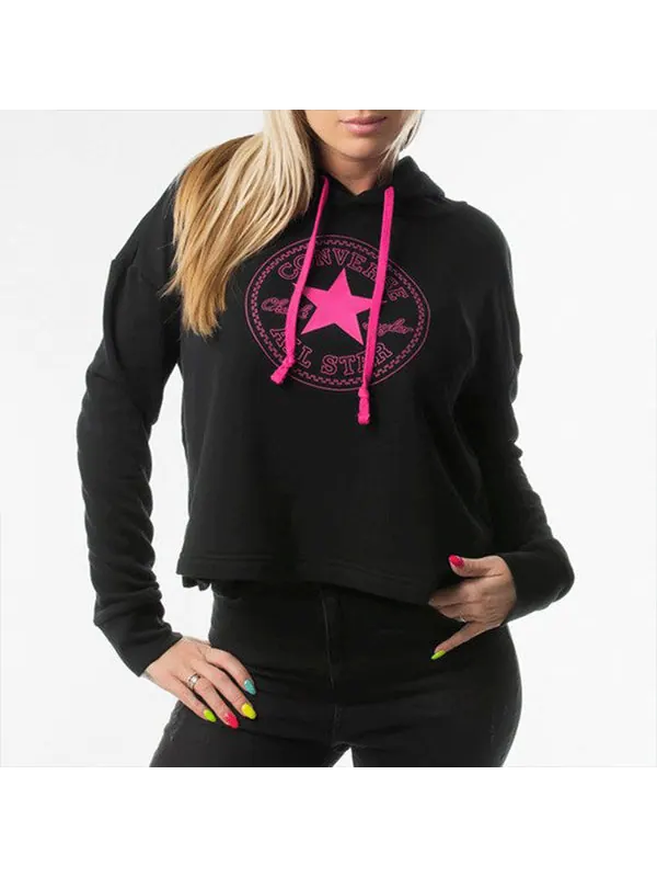 Свитер athleisure casual sports hooded knit hoodie black Converse — изображение 2 из 3, черный