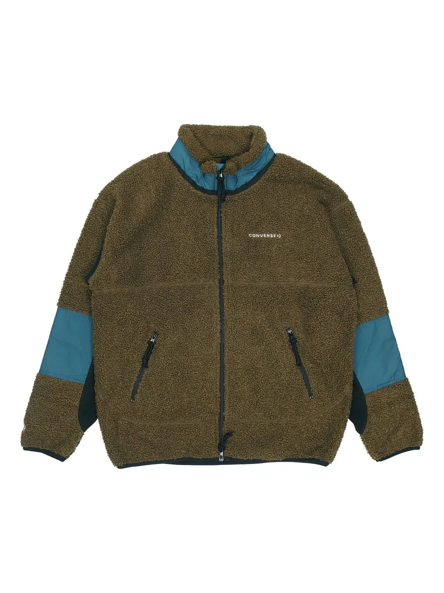 Куртка Converse Polar Fleece Sherpa Jacket 'Surplus Olive' — изображение 1 из 2, оливковый зеленый