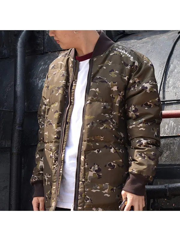 Куртка printed camo mid stand collar down jacket 'camo green' Converse — изображение 3 из 3, зеленый