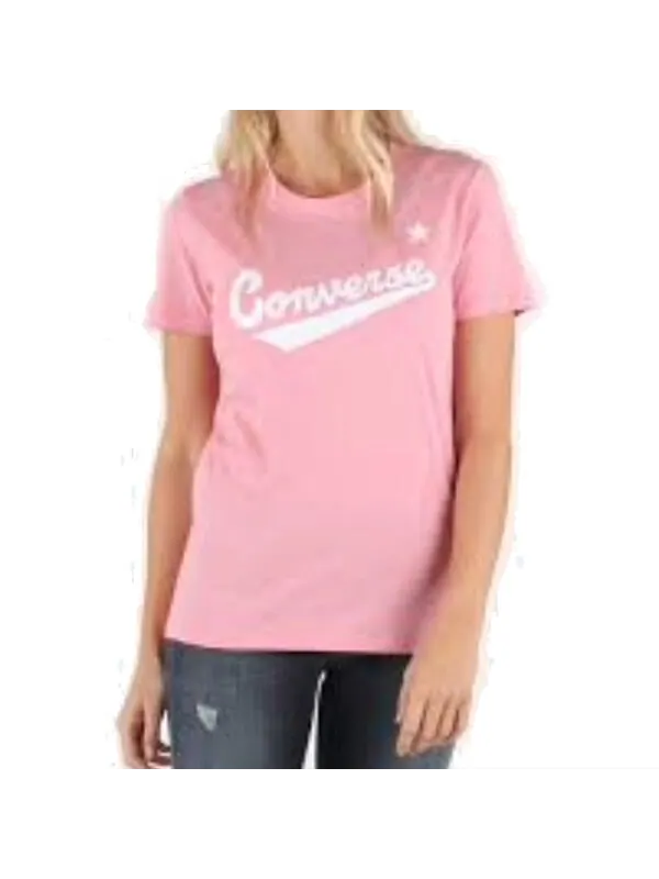 Футболка center front logo t-shirt 'pink white' Converse — изображение 3 из 3, розовый/белый