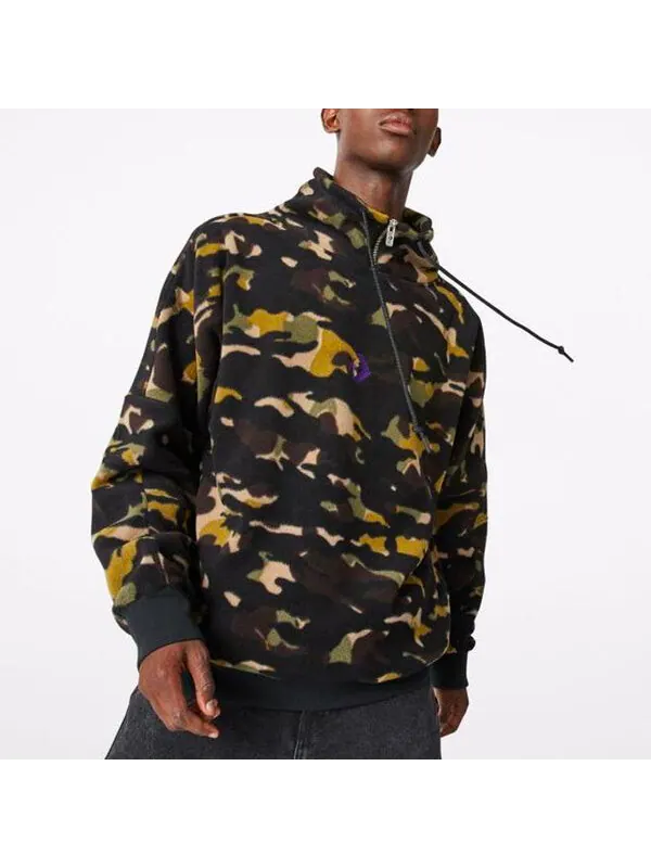 Куртка polar fleece archive camo funnel top sweatshirt 'camo green' Converse — изображение 3 из 4, зеленый