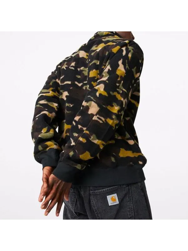 Куртка polar fleece archive camo funnel top sweatshirt 'camo green' Converse — изображение 4 из 4, зеленый