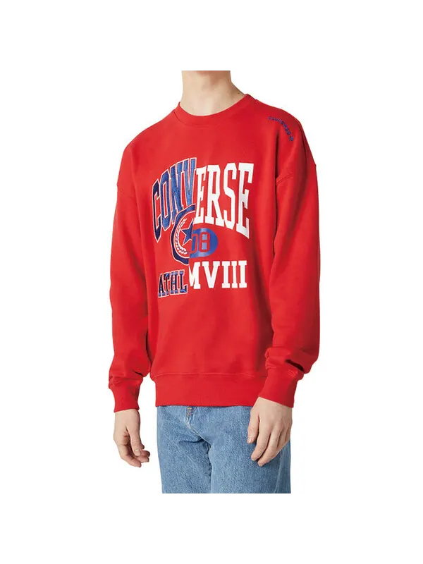 Толстовка Converse Unisex Logo Printing Round-neck Sweatshirt Red — изображение 3 из 4, красный