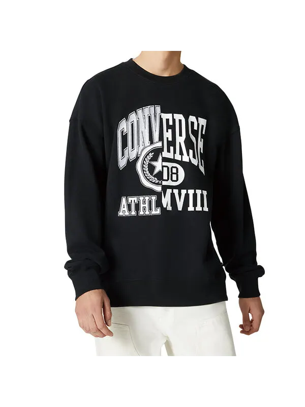 Толстовка Men's Converse Alphabet Logo Printing Round Neck Pullover Black — изображение 3 из 4, черный