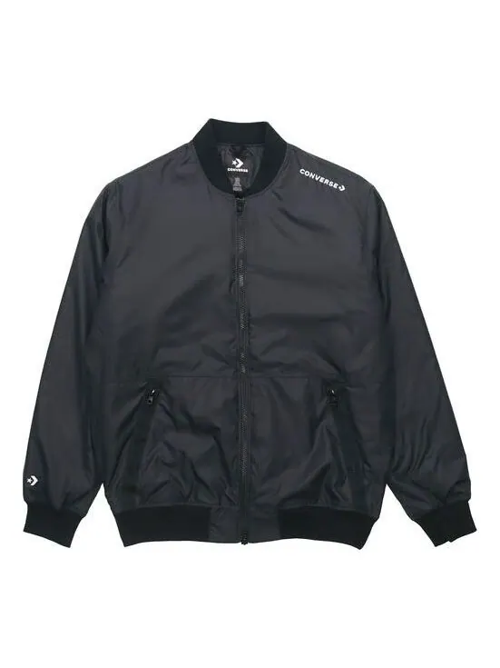 Куртка men's aviator baseball uniform woven windproof zipper jacket autumn black Converse — изображение 1 из 4, черный