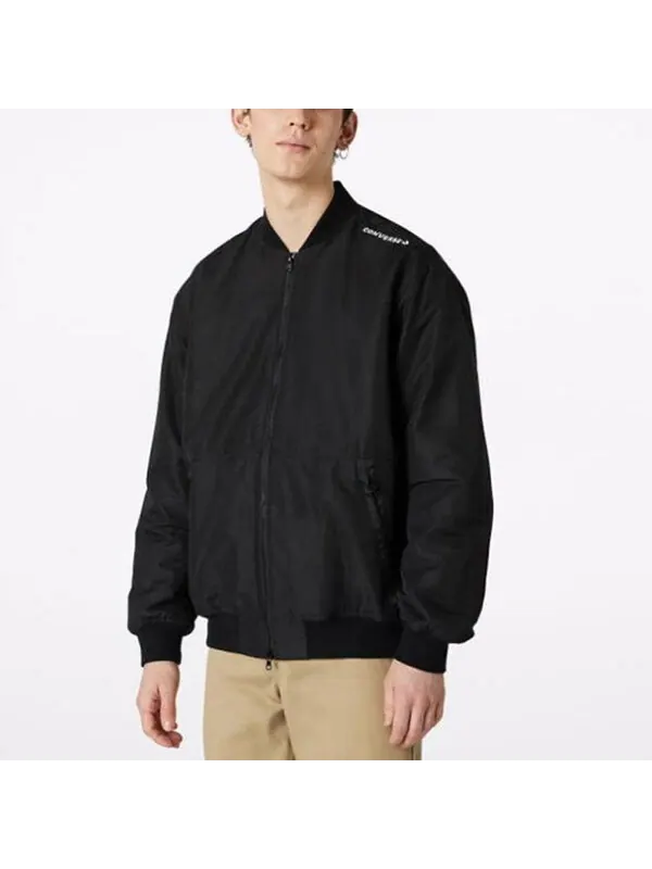 Куртка men's aviator baseball uniform woven windproof zipper jacket autumn black Converse — изображение 4 из 4, черный