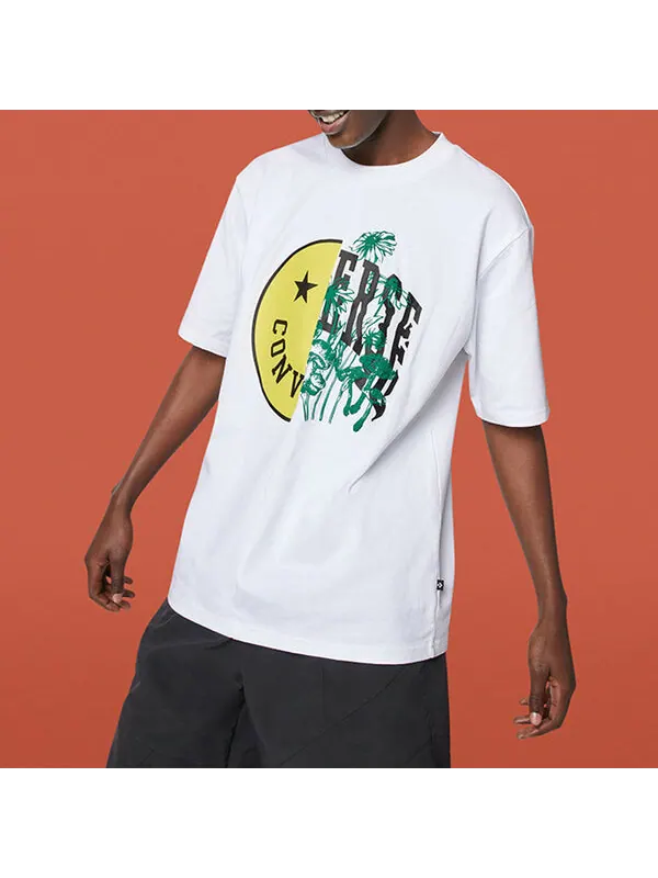 Футболка men's smiling face printing breathable short sleeve white Converse — изображение 3 из 4, белый