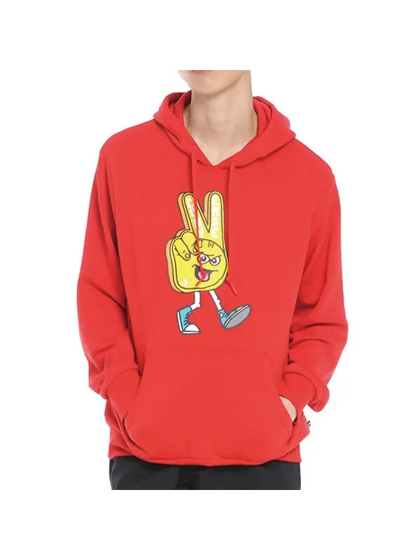 Толстовка Converse Finger Letter Print Hooded Drawstring Sweatshirt Red — изображение 3 из 4, красный