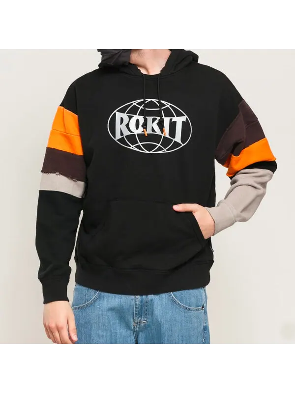 Толстовка Men's Converse x Rokit Pullover Crossover Splicing Black — изображение 3 из 4, черный