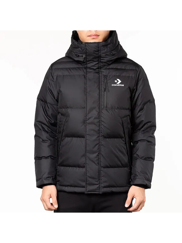 Куртка men's outdoor with down feather jacket black Converse — изображение 3 из 4, черный
