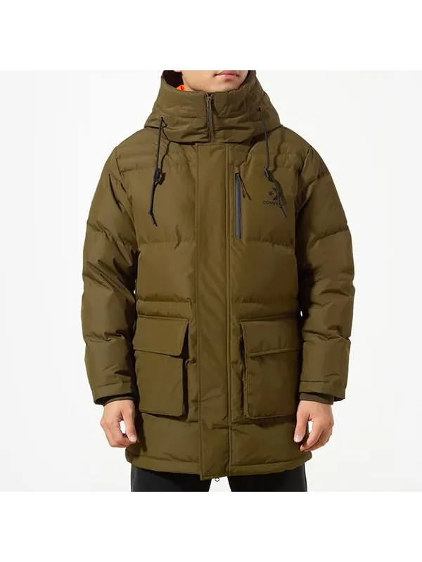 Куртка Converse Mid-Length Down Fill Puffer — изображение 3 из 4, оливковый зеленый