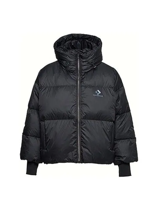Куртка short down fill puffer hooded jacket 'black' Converse — изображение 1 из 3, черный