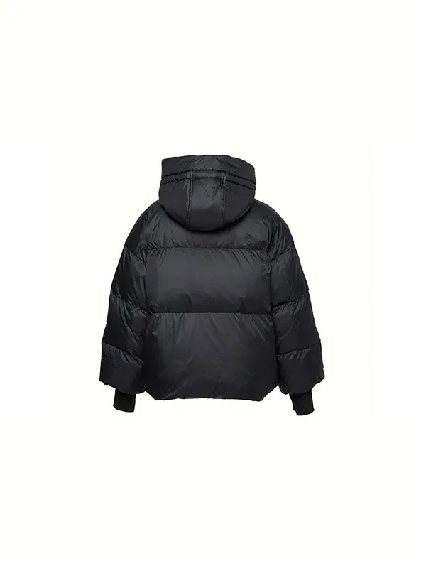 Куртка short down fill puffer hooded jacket 'black' Converse — изображение 2 из 3, черный