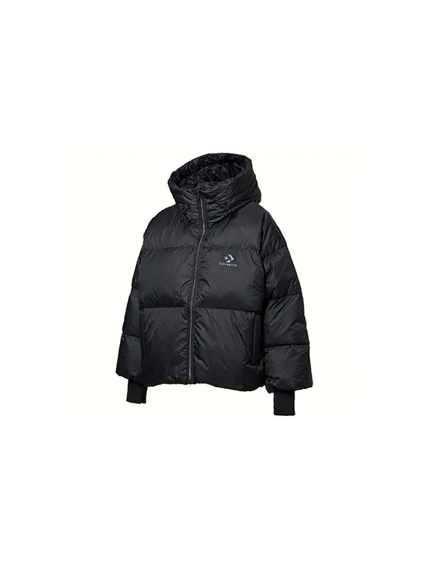 Куртка short down fill puffer hooded jacket 'black' Converse — изображение 3 из 3, черный