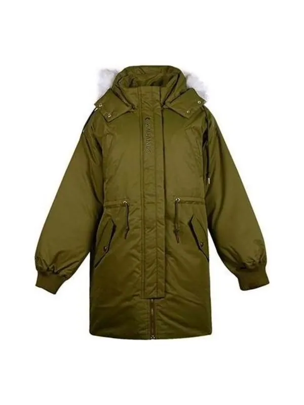 Куртка long down jacket 'olive green' Converse — изображение 1 из 2, оливковый зеленый