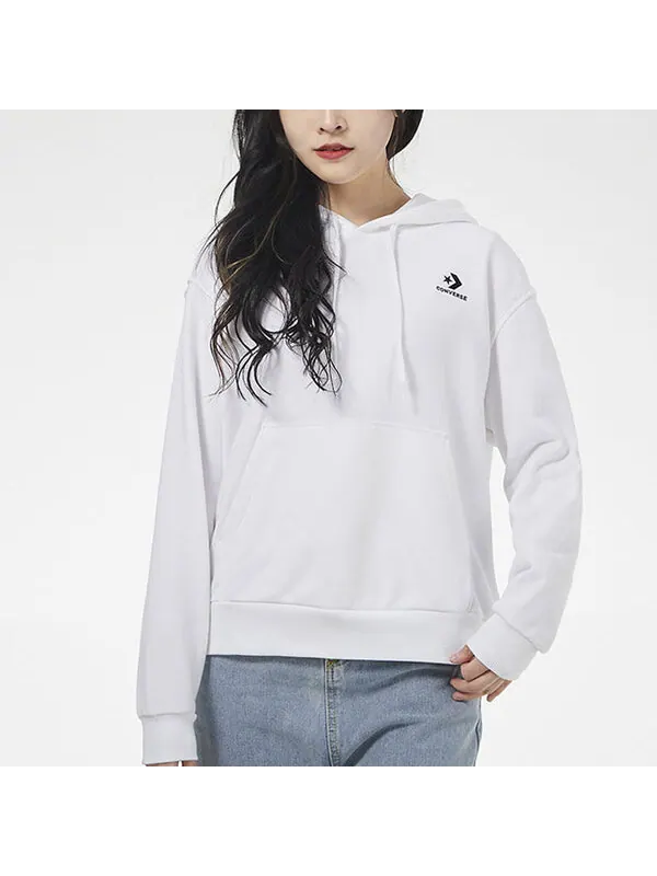 Свитер small logo long-sleeve hooded sweater white Converse — изображение 3 из 4, белый