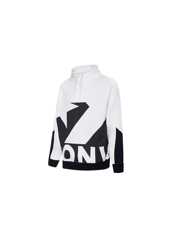 Толстовка Men's Converse Contrasting Colors Logo Stand Collar Sports Pullover White — изображение 3 из 3, белый