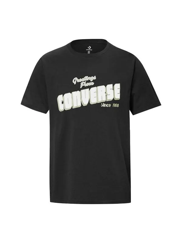 Футболка men's loose alphabet printing short sleeve casual black Converse — изображение 1 из 4, черный