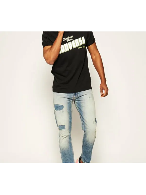 Футболка men's loose alphabet printing short sleeve casual black Converse — изображение 3 из 4, черный