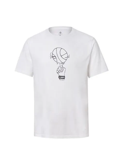 Футболка basketball graphic t-shirt 'white' Converse — изображение 1 из 3, белый/черный