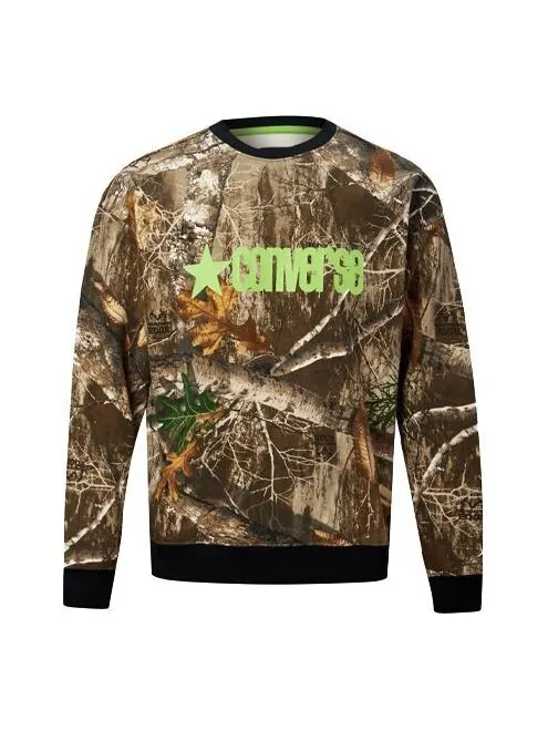 Толстовка Men's Converse Retro Pattern Logo Printing Round Neck Pullover Camouflage — изображение 1 из 4, камуфляж