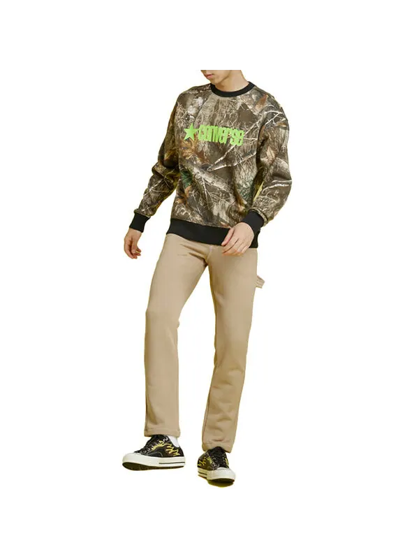 Толстовка Men's Converse Retro Pattern Logo Printing Round Neck Pullover Camouflage — изображение 4 из 4, камуфляж