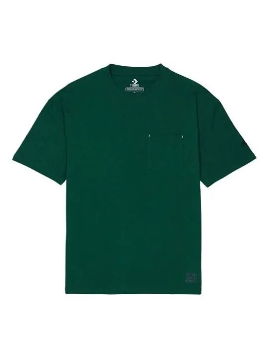 Футболка men's renew solid color loose pocket short sleeve green Converse — изображение 1 из 1, зеленый