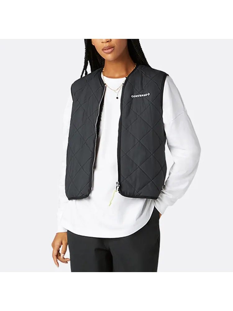 Жилет (WMNS) Converse Sherpa Reversible Vest 'Black' — изображение 6 из 6, черный