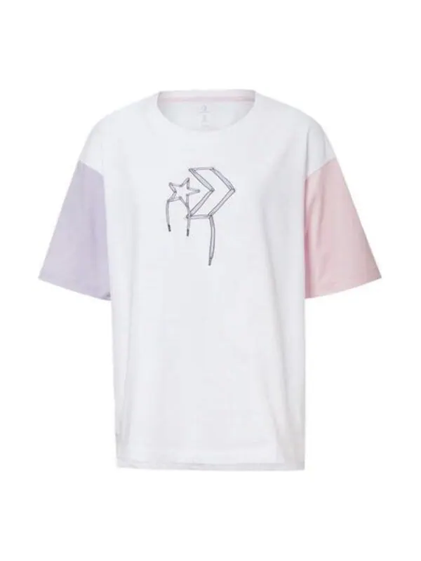 Футболка logo printed t-shirt 'white pink' Converse — изображение 1 из 2, белый/розовый