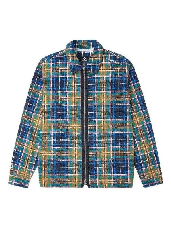 Рубашка all over print utility zip front shirt 'blue' Converse — изображение 1 из 1, синий/желтый