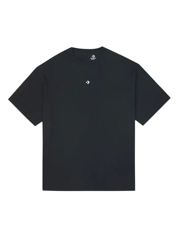 Футболка solid color loose round neck short sleeve couple style black Converse — изображение 1 из 4, черный