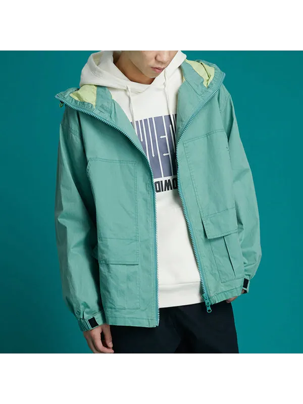 Куртка men's pocket casual hooded jacket washed blue Converse — изображение 4 из 4, синий
