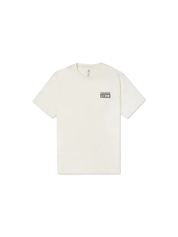 Футболка Converse Alphabet Logo Printing Retro Casual Short Sleeve Cream Yellow — изображение 2 из 4, белый