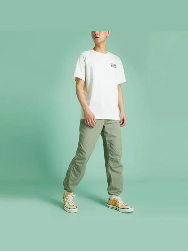 Футболка Converse Alphabet Logo Printing Retro Casual Short Sleeve Cream Yellow — изображение 3 из 4, белый