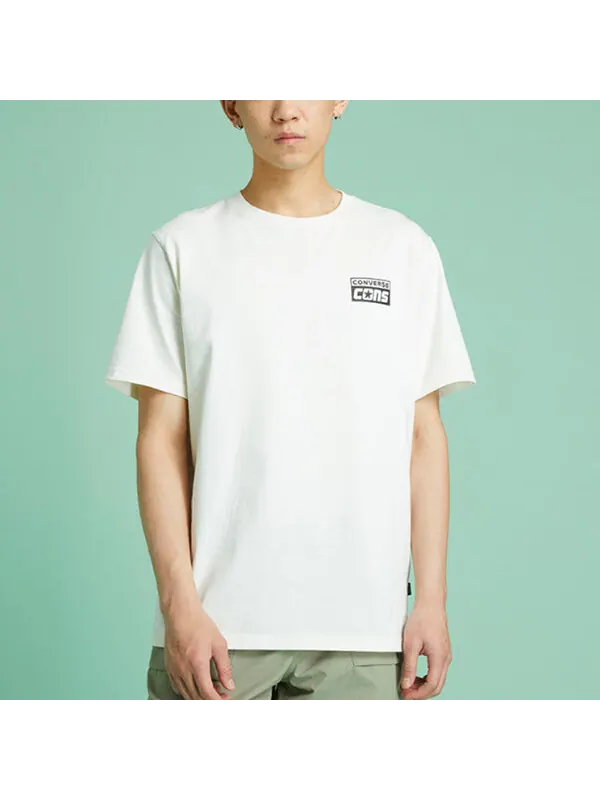 Футболка Converse Alphabet Logo Printing Retro Casual Short Sleeve Cream Yellow — изображение 4 из 4, белый