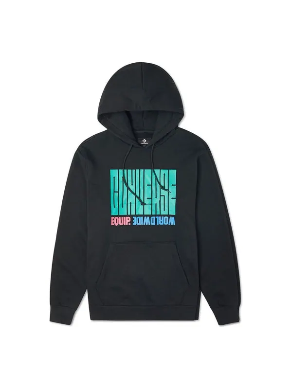 Толстовка equip worldwide graphic hoodie 'black' Converse — изображение 1 из 3, черный