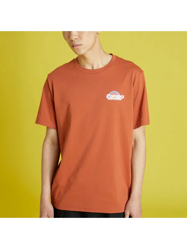 Футболка men's rainbow logo printing knit sports short sleeve red Converse — изображение 4 из 4, красный