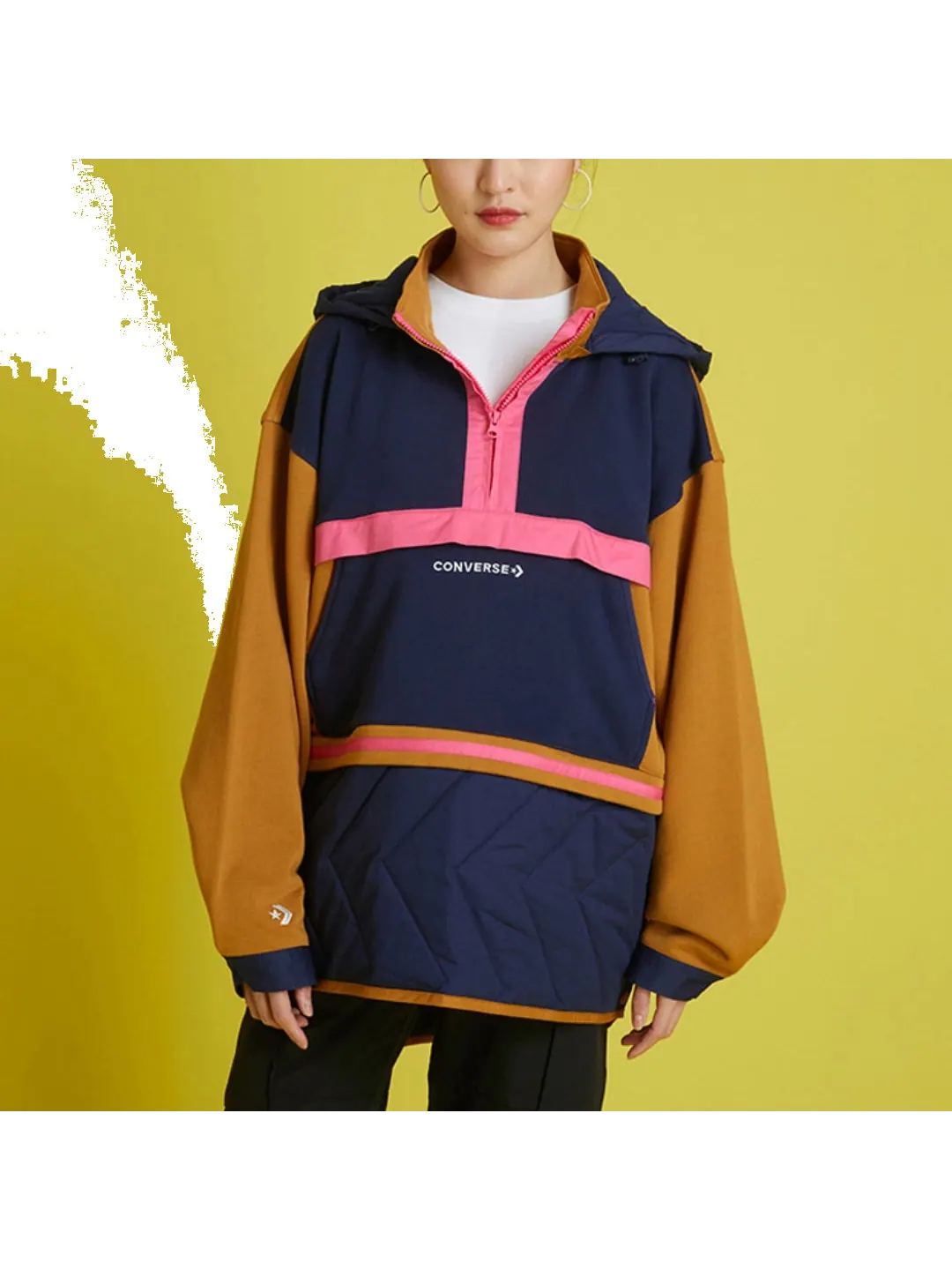 Платье (WMNS) Converse Convertible Hoodie Dress 'Navy Tan' — изображение 5 из 5, темно-синий