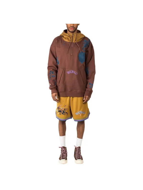 Толстовка Men's Converse x Bandulu Crossover Splash Ink Embroidered Contrasting Colors Brown — изображение 3 из 4, коричневый