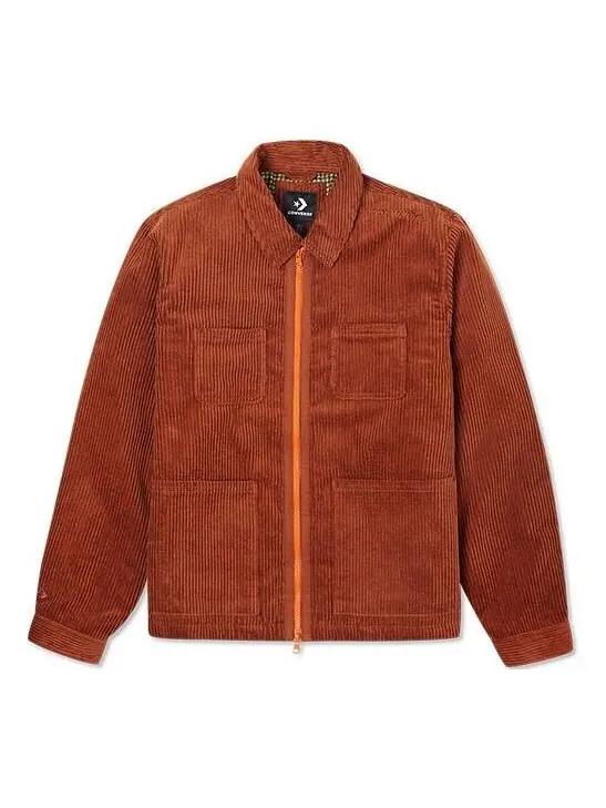Куртка Converse Retro Solid Color Corduroy Jacket Red Brown — изображение 1 из 4, коричневый