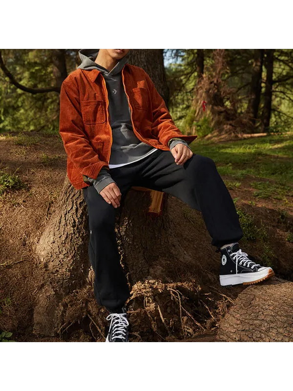 Куртка Converse Retro Solid Color Corduroy Jacket Red Brown — изображение 3 из 4, коричневый