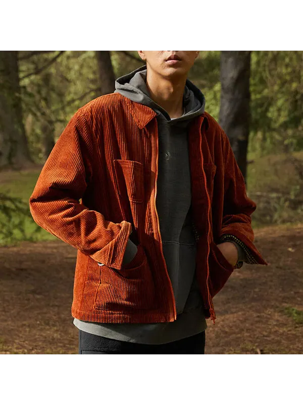 Куртка Converse Retro Solid Color Corduroy Jacket Red Brown — изображение 4 из 4, коричневый