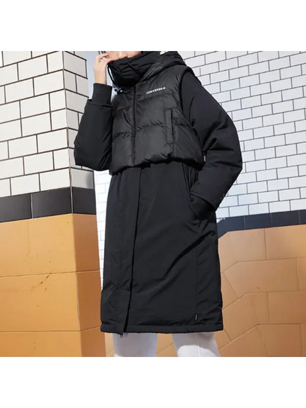 Куртка convertible long down jacket 'black' Converse — изображение 3 из 3, черный