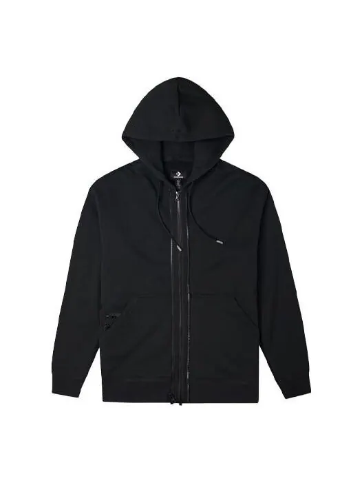 Куртка Converse Solid Color Zipper Long Sleeves Hooded Jacket Couple Style Black — изображение 1 из 2, черный