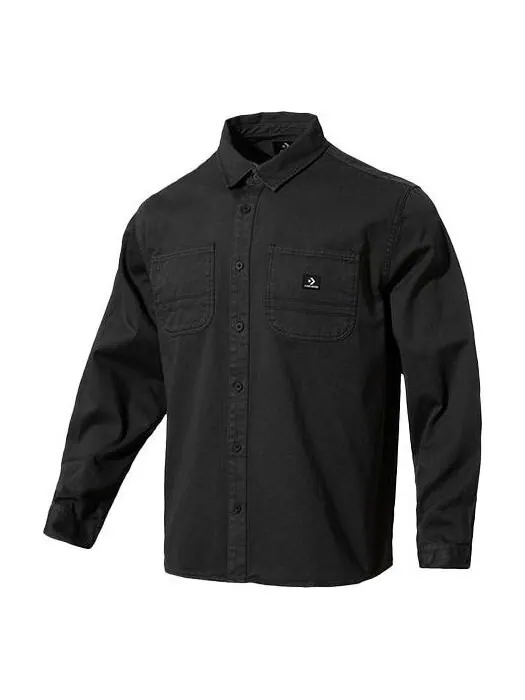 Рубашка twill long sleeve button down 'black' Converse — изображение 1 из 2, черный