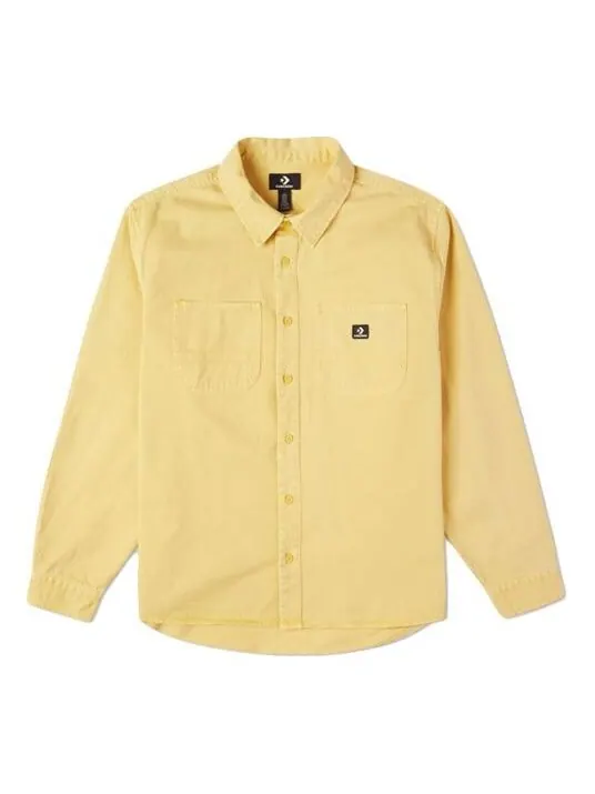 Куртка Men's Converse Casual Woven Button Cardigan Retro Long Sleeves Jacket Gold — изображение 1 из 4, золото