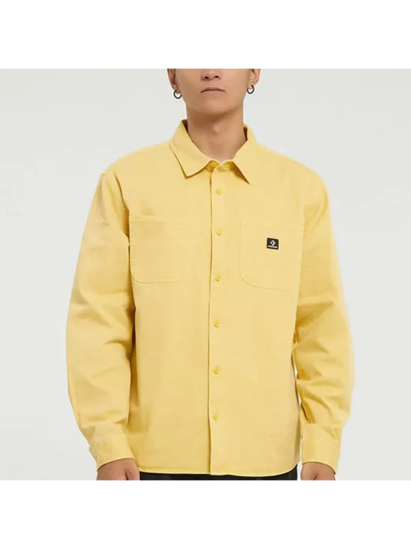 Куртка Men's Converse Casual Woven Button Cardigan Retro Long Sleeves Jacket Gold — изображение 3 из 4, золото